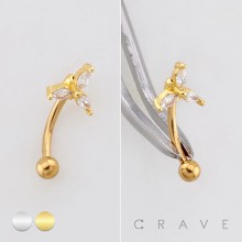 MARQUISE CZ FLOWER 316L SURGICAL STEEL CURVED BARBELL/EYEBROW